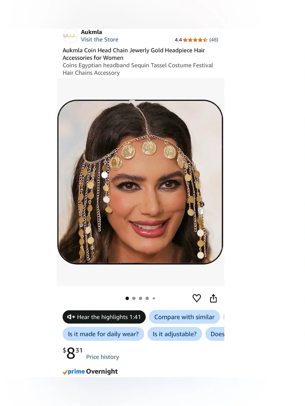 Gold Coin Fringe Headpiece - Egyptian Festival Hair Accessory